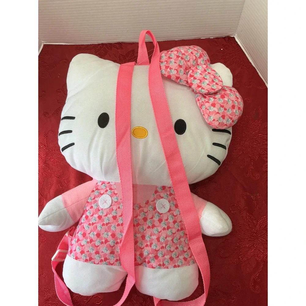 Hello Kitty Plush Backpack Pink Floral Jumper Sanrio Stuffed Animal Bag 18 inch